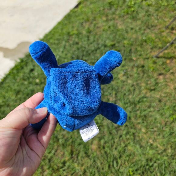 Mudpie Blue Orange Dinosaur Plush Baby Toy Hand Floppy Pocket Lovey Comfie Play - Picture 4 of 8